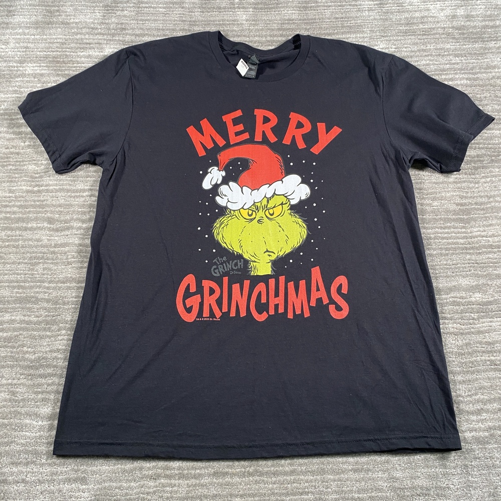 Grinch Shirt Mens Large Black Gildan Merry Grinchmas Dr Seuss Graphic Tee